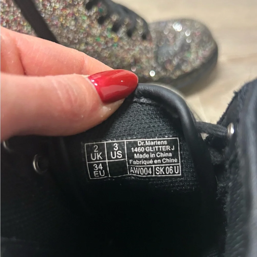 Dr Martens Boots Glitter J Combat 1460 Chunky Lace Up Girls Kids Size 3 Rainbow
